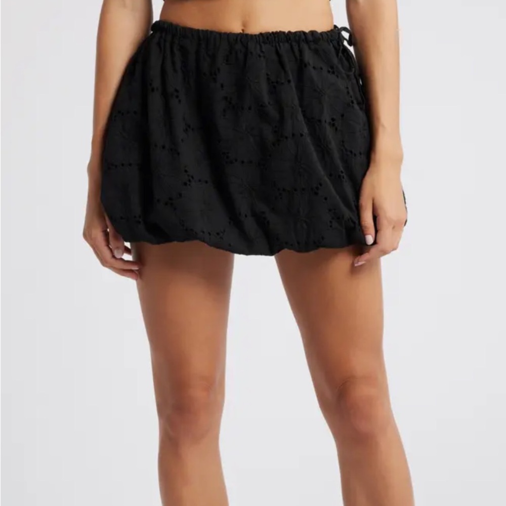 Women's Black Eyelet Two-Piece Skirt Set - Picture 10 of 11